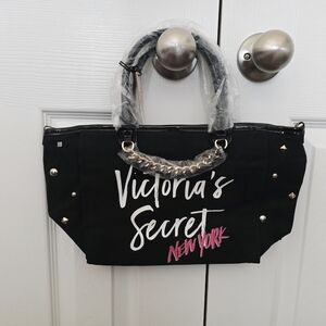 Victoria's Secret Black Tote with Pink and White Accents